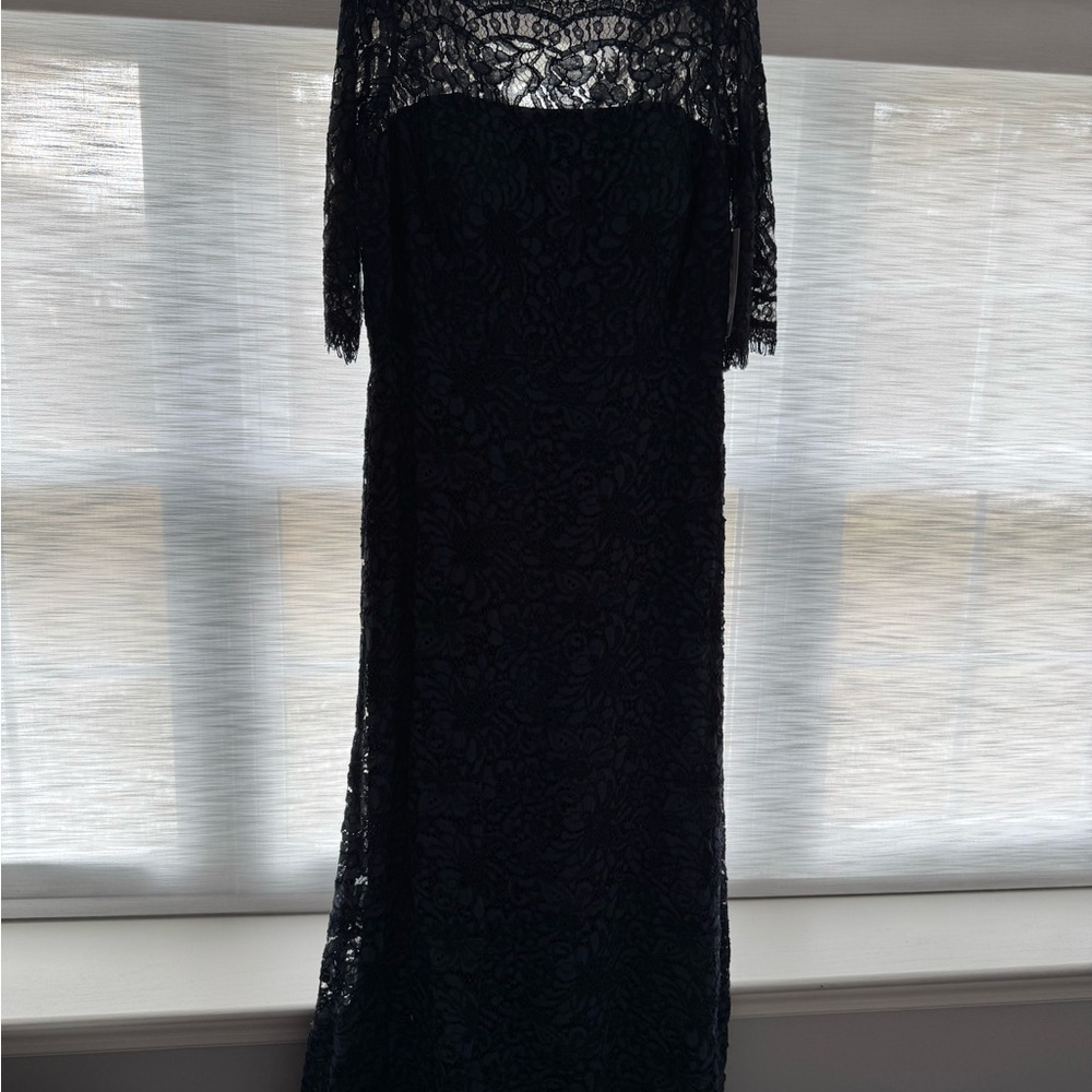JS Collections Navy Boat Neck Cocktail Gown